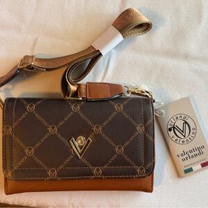 Valentino Orlandi Elegant Brown and Tan Shoulder Bag